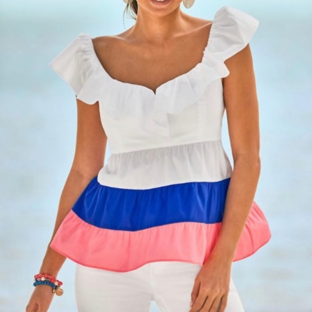 Lilly Pulitzer Emie Ruffle Top NWT Size 2. - Picture 2 of 8